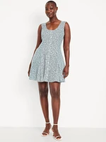 Sleeveless Crepe Button-Front Mini Dress