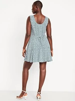 Sleeveless Crepe Button-Front Mini Dress