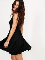 Sleeveless Crepe Button-Front Mini Dress