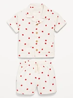 Printed Linen-Blend Shirt and Shorts Set for Baby