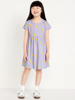 Printed Short-Sleeve Jersey-Knit Dress for Girls
