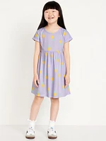 Printed Short-Sleeve Jersey-Knit Dress for Girls