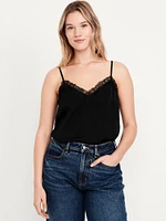 Lace-Trim Satin Cami Top