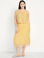 A-Line Eyelet Midi Skirt