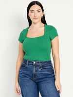 Square-Neck Ribbed T-Shirt
