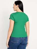 Square-Neck Ribbed T-Shirt