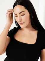 Square-Neck Ribbed T-Shirt