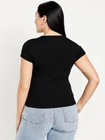 Square-Neck Ribbed T-Shirt