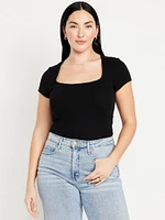 Square-Neck Ribbed T-Shirt