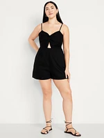 Fit & Flare Twist-Front Cami Romper