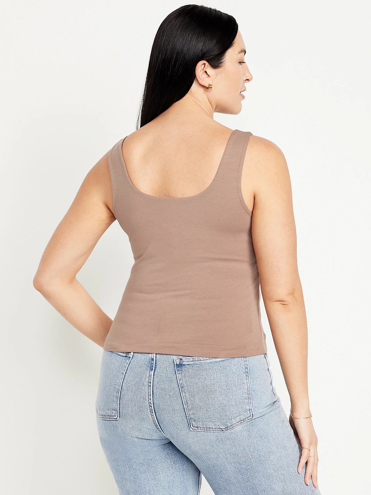 Double-Layer Scoop-Neck Tank Top