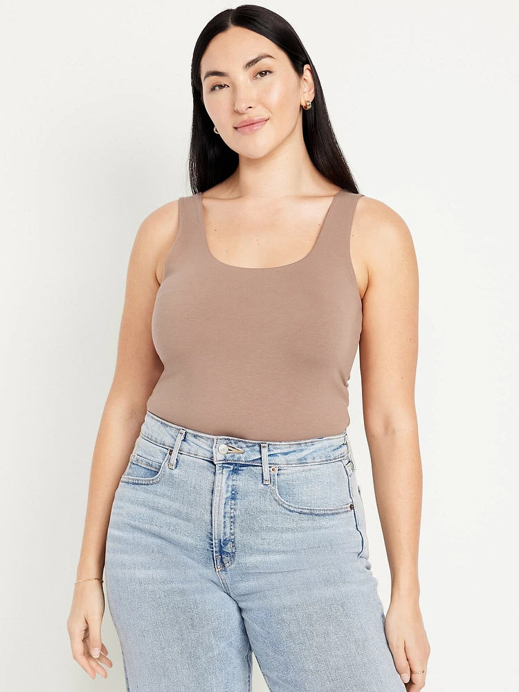 Double-Layer Scoop-Neck Tank Top