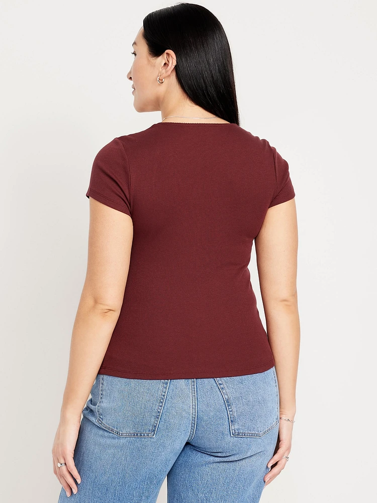 Square-Neck Ribbed T-Shirt