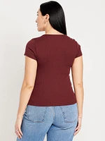Square-Neck Ribbed T-Shirt