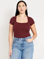 Square-Neck Ribbed T-Shirt