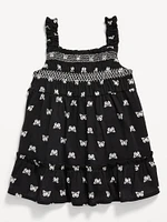 Printed Sleeveless Ruffle-Trim Smocked Dress for Baby