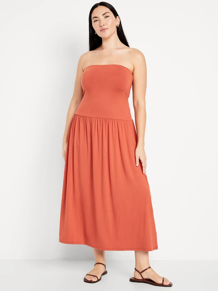 Fit & Flare Drop-Waist Maxi Dress