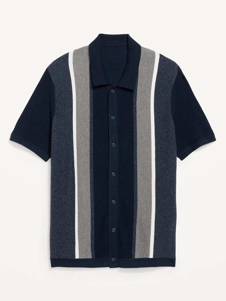 Button-Down Striped Polo