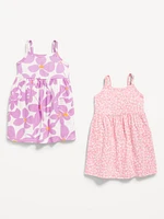 Sleeveless Pocket Jersey-Knit Fit and Flare Dress for Toddler Girls