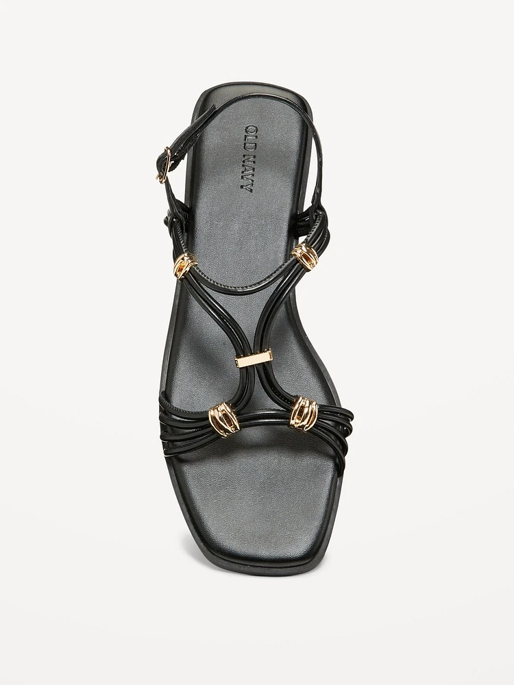 Faux-Leather Strappy Hardware Sandals