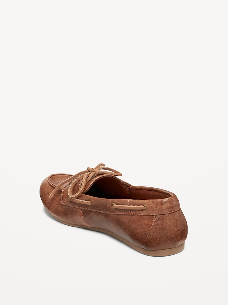 Faux-Leather Boat Shoes for Women