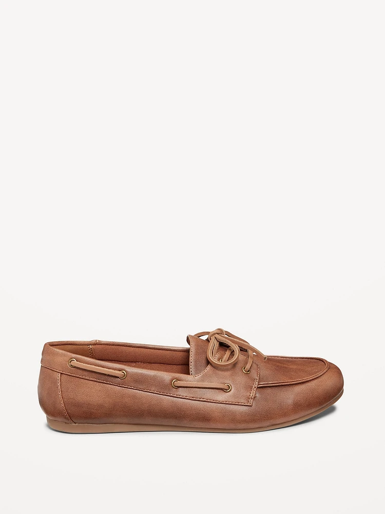 Faux-Leather Boat Shoes for Women