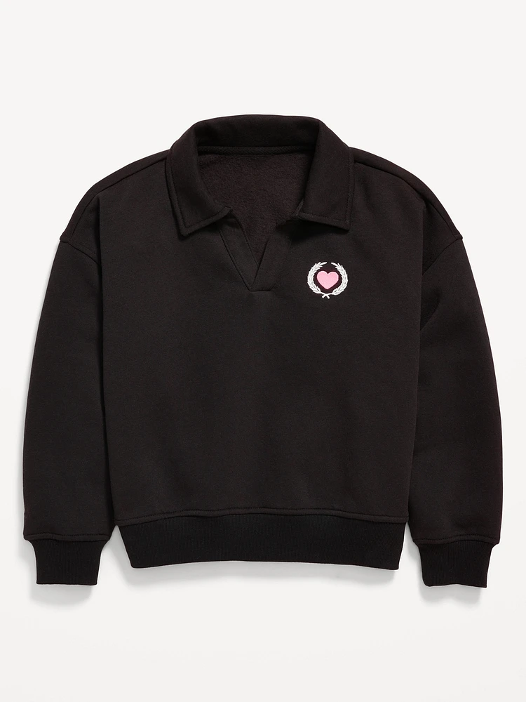 Long-Sleeve Graphic Polo Sweatshirt for Girls