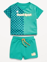 Mesh Graphic Top and Shorts Set for Baby