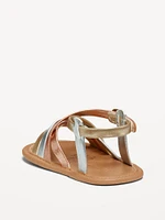 Metallic Faux-Leather Strappy Sandals for Baby