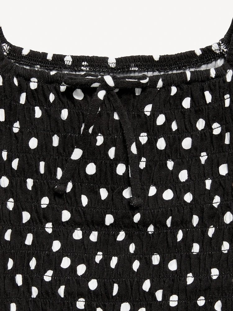 Short Puff-Sleeve Smocked Top for Girls