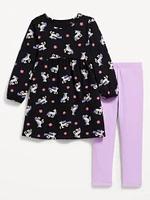 Long-Sleeve Dress and Leggings Set for Toddler Girls