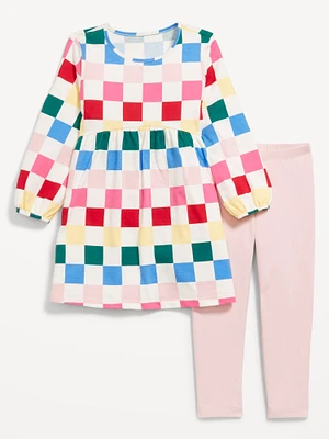 Long-Sleeve Dress and Leggings Set for Toddler Girls