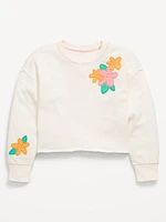 Printed Cropped French-Terry Sweatshirt for Girls