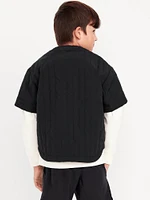 Oversized Quilted Baseball Jacket for Boys