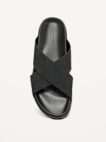 Faux-Leather Cross-Strap Sandals for Men