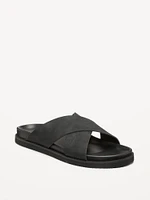 Faux-Leather Cross-Strap Sandals for Men