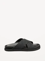 Faux-Leather Cross-Strap Sandals for Men