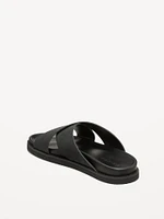 Faux-Leather Cross-Strap Sandals for Men