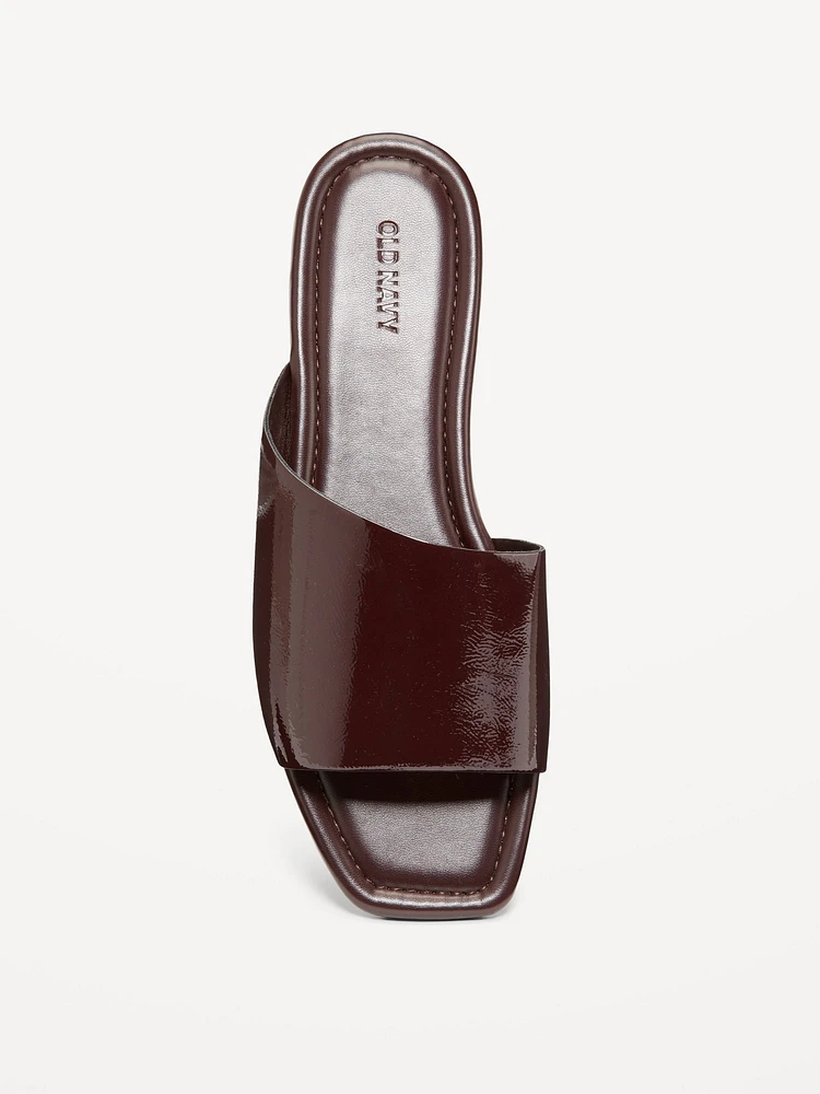 Faux-Leather Slide Sandals for Women