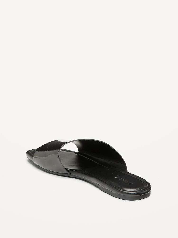 Faux-Leather Slide Sandals for Women