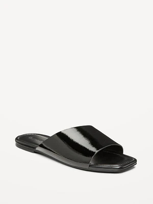 Faux-Leather Slide Sandals for Women