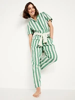 High-Waisted Poplin Pajama Pant
