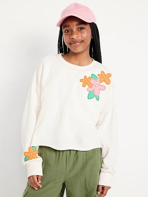 Printed Cropped French-Terry Sweatshirt for Girls