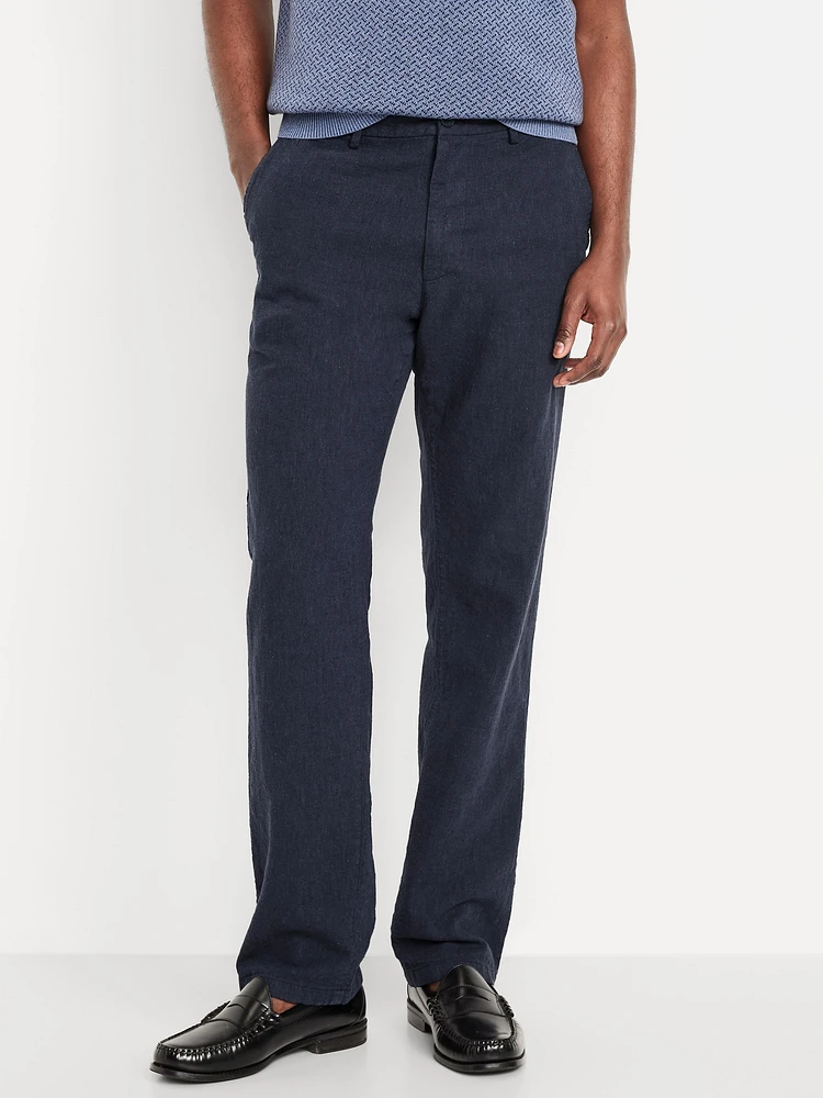 90's Straight Linen-Blend Chino Pants