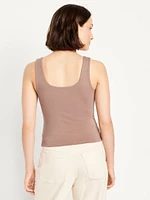 Double-Layer Scoop-Neck Tank Top