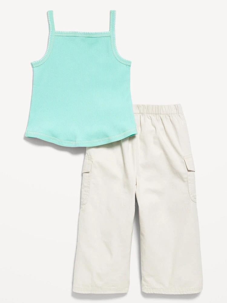 Ribbed Cami Tank and Cargo Pants Set for Baby