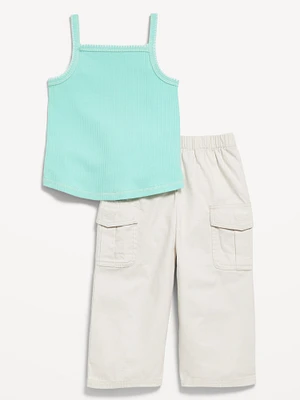 Ribbed Cami Tank and Cargo Pants Set for Baby