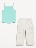 Ribbed Cami Tank and Cargo Pants Set for Baby