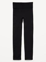 Fitted High-Waisted 7/8-Length Seamless Performance Leggings for Girls