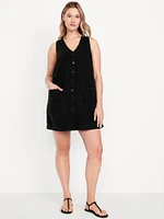 Sleeveless Button-Front Mini Dress